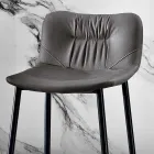 Hocker aus Faserstoff in Lederoptik und Metall Made in Italy - Gohan Viadurini