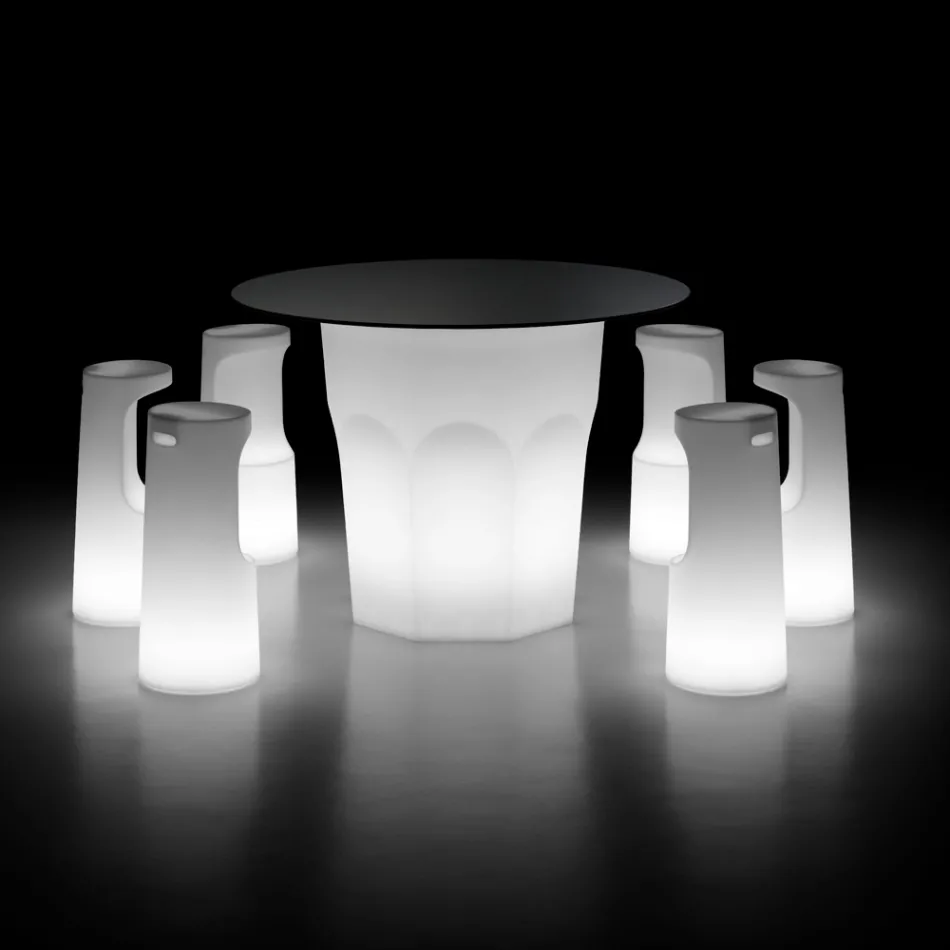 Leuchtender Outdoor-Hocker aus Polyethylen mit LED-Licht, hergestellt in Italien – Forlina Viadurini