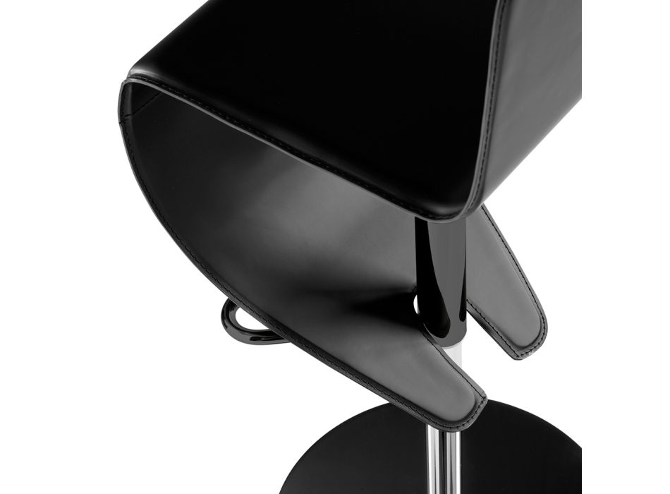 Moderner Hocker aus schwarzem Leder und schwarzem Stahl, hergestellt in Italien – Raggi Viadurini