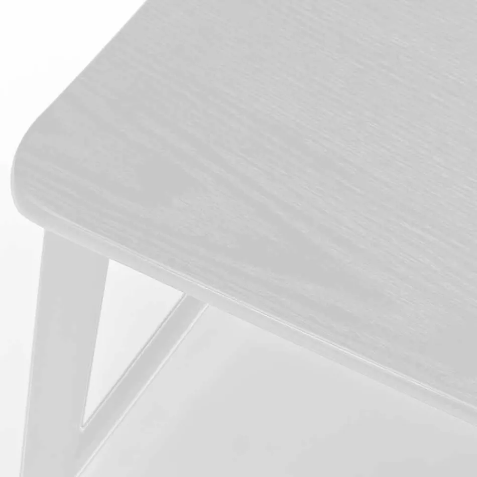 Moderner Metallhocker mit Sitz und Rückenlehne aus Holz, 2 Stück - Habibi Viadurini