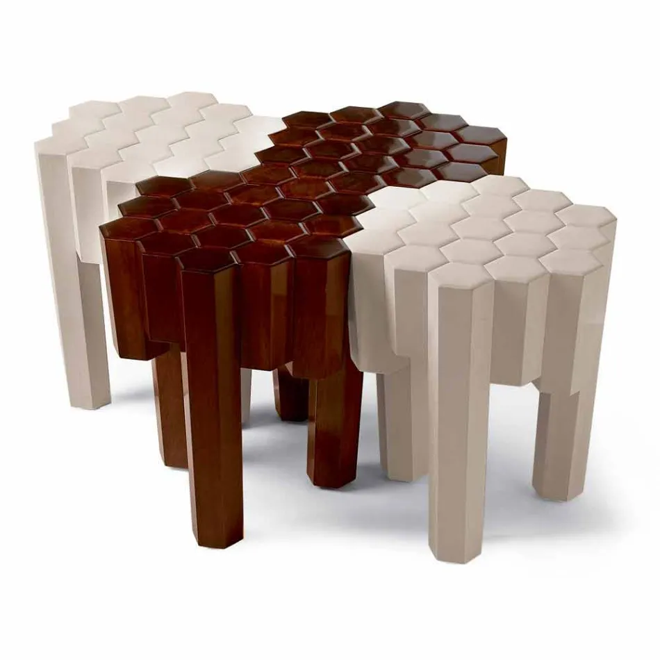 Design Massivholzhocker / Couchtisch, L38xD38 cm, Begga Viadurini