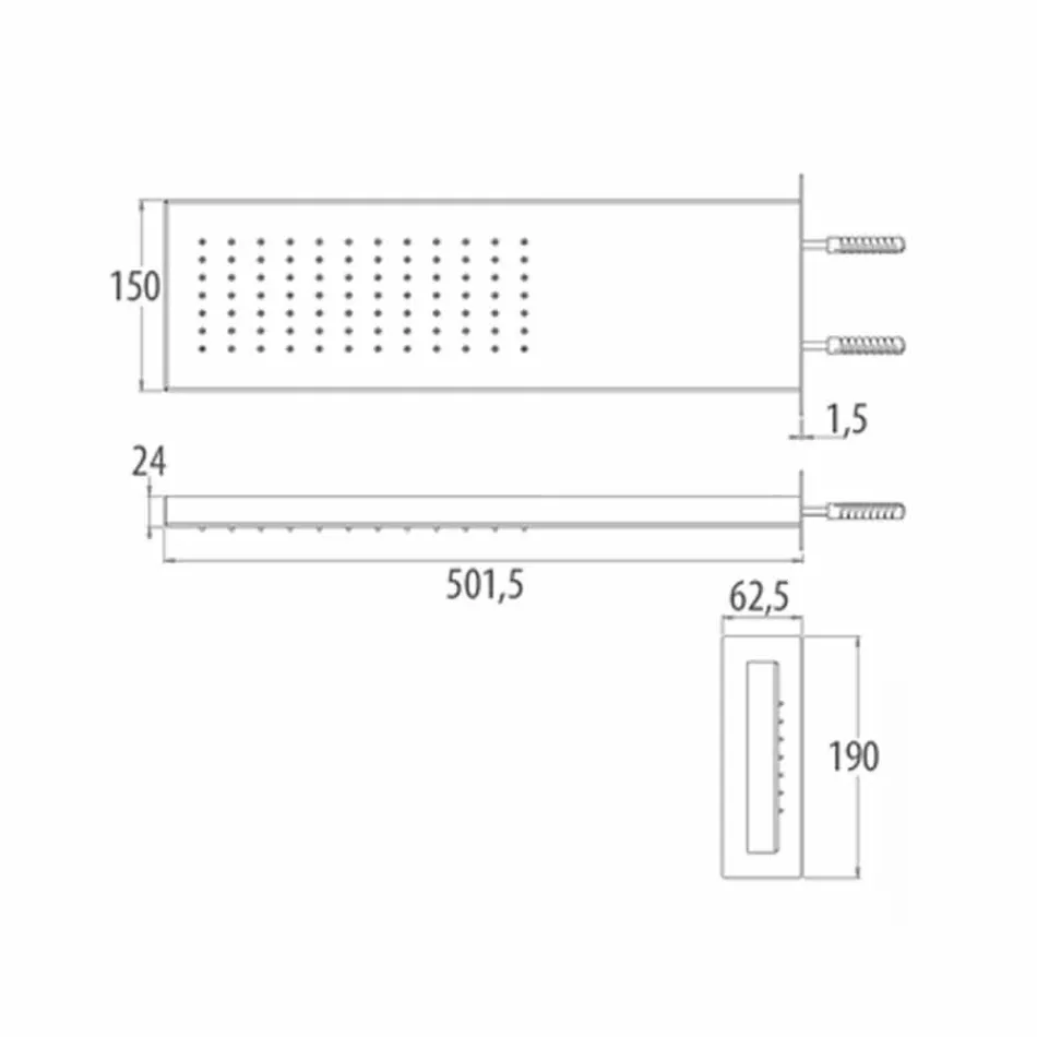 Edelstahl Wandduschkopf mit Niederschlag Made in Italy - Net Viadurini
