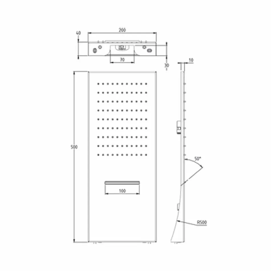 Rechteckiger Duschkopf aus Edelstahl Made in Italy - Net Viadurini