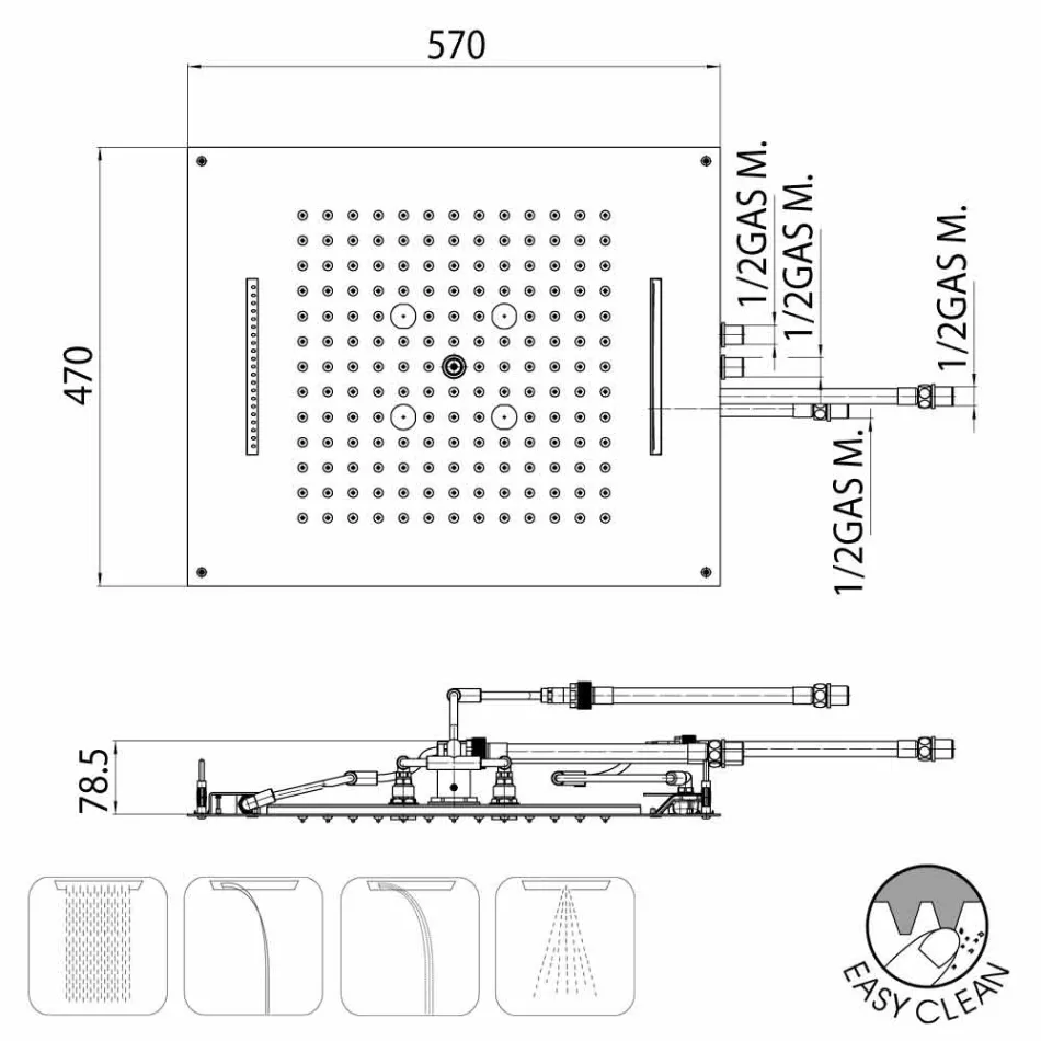 Moderne Duschbrausen vier Bossini Traum Funktionen Viadurini