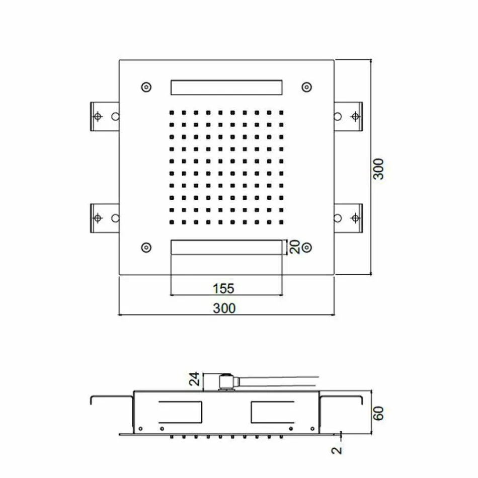 Quadratischer Duschkopf aus Edelstahl mit Farbtherapie Made in Italy - Bilbo Viadurini