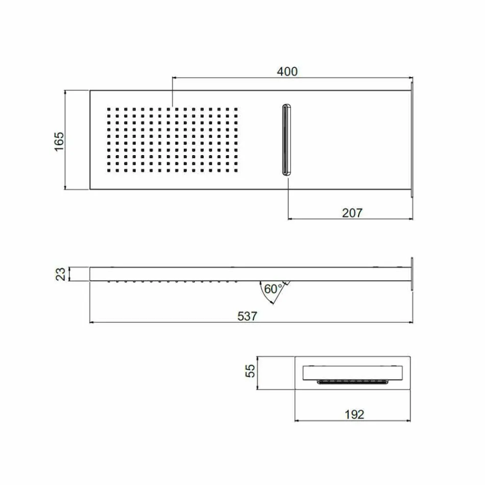 Rechteckiger Wandduschkopf aus Edelstahl Made in Italy - Rot Viadurini