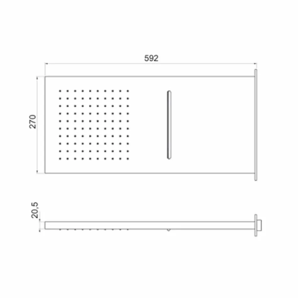 Rechteckiger Wandduschkopf aus Edelstahl Made in Italy - Anito Viadurini
