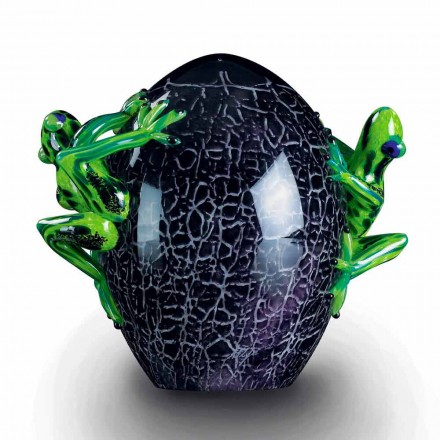 Eiförmiges Ornament mit Fröschen aus farbigem Glas Made in Italy - Huevo Viadurini