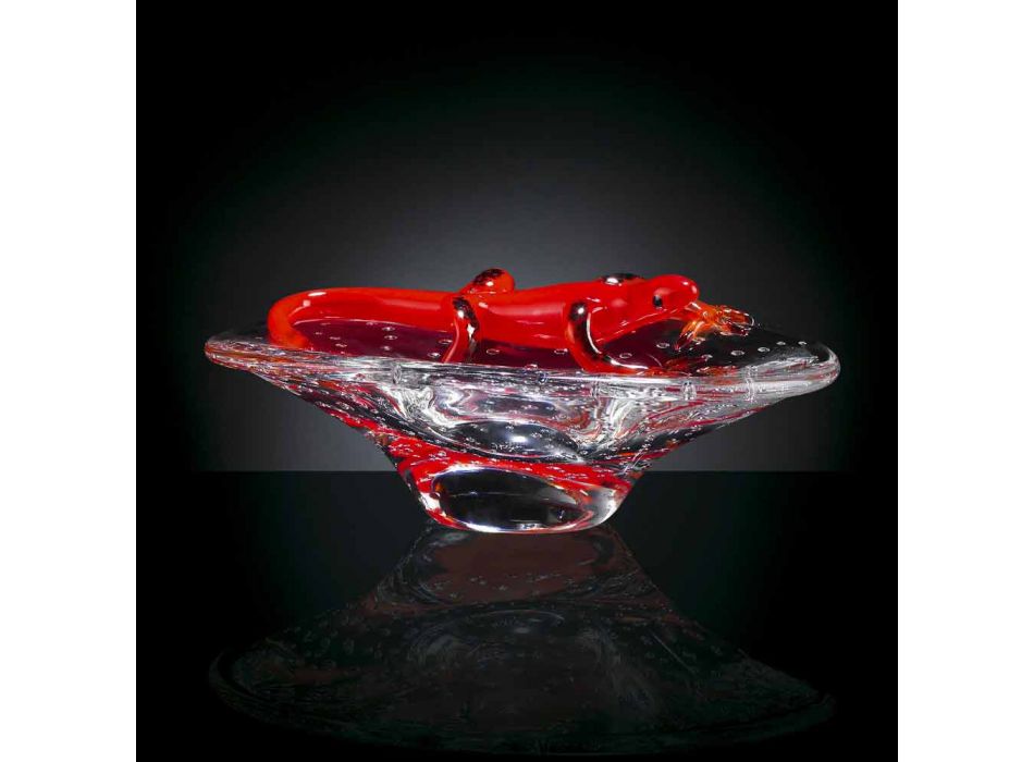 Dekoratives Ornament aus transparentem und rotem Glas Made in Italy - Sossio Viadurini