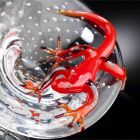 Dekoratives Ornament aus transparentem und rotem Glas Made in Italy - Sossio Viadurini
