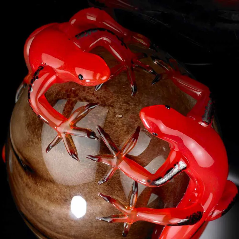 Farbiges Glasornament in Eiform mit Geckos Made in Italy - Huevo Viadurini