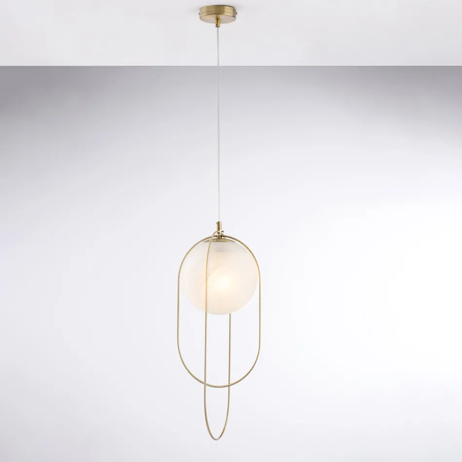 Verchromte Eisen-Pendelleuchte mit Kugel, hergestellt in Italien für die Inneneinrichtung - Oslo Viadurini