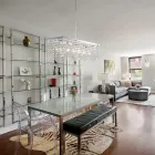 Verchromte Eisen-Pendelleuchte mit Strasssteinen, hergestellt in Italien, für die Inneneinrichtung - Afrika Viadurini