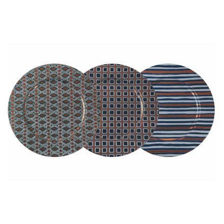 Farbige Metallteller mit geometrischer Dekoration 12 Stück - Mappinz Viadurini