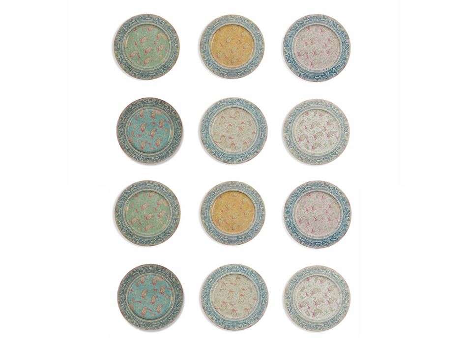 Runde Tischsets aus Kunststoff mit bunten exotischen Dekorationen 12 Stück - Casimirro Viadurini
