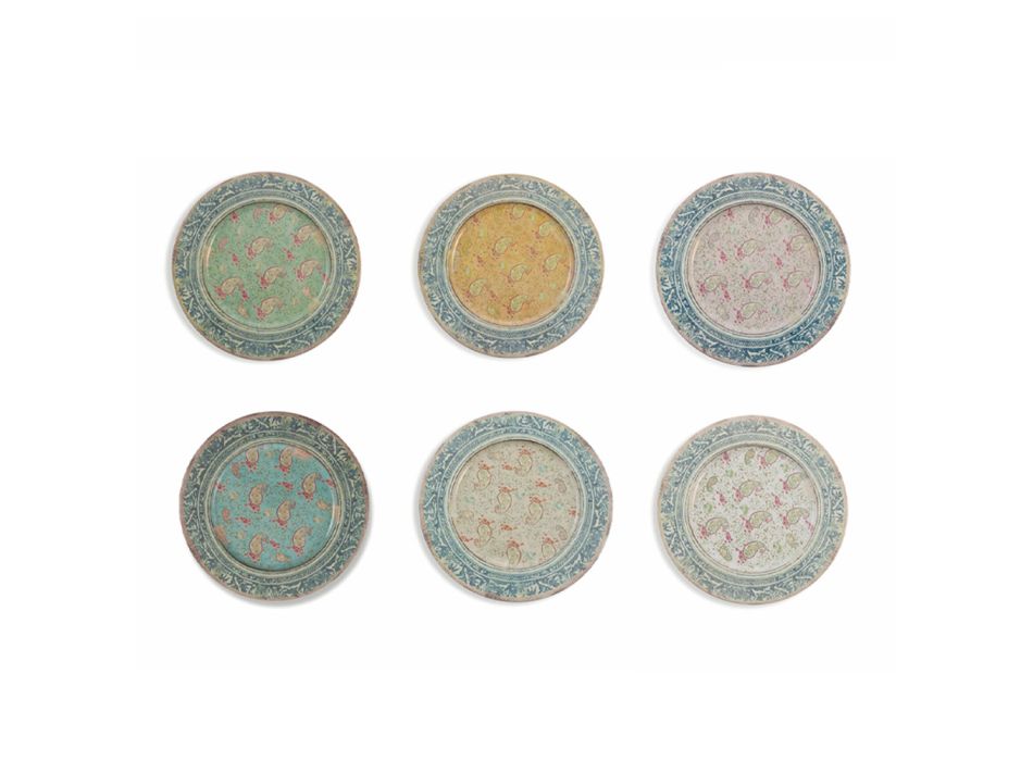 Runde Tischsets aus Kunststoff mit bunten exotischen Dekorationen 12 Stück - Casimirro Viadurini