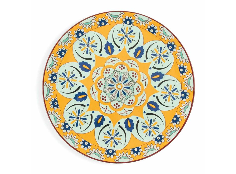 Runde Teller aus farbigen sizilianischen Kunststoffdekorationen 12 Stück - Trapani Viadurini