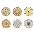 Runde Teller aus farbigen sizilianischen Kunststoffdekorationen 12 Stück - Trapani