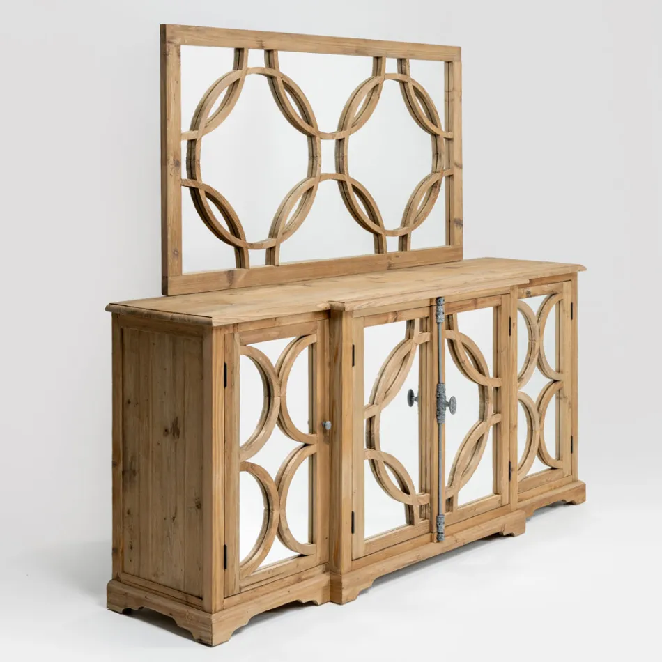 156 x 83 cm Spiegel aus gealtertem, naturbelassenem Kiefernholz - Agosta Viadurini