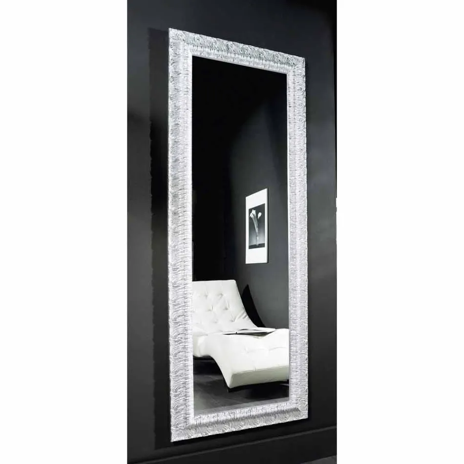 Silberner Wandspiegel, modernes Goldholz hergestellt in Italien Teodoro Viadurini