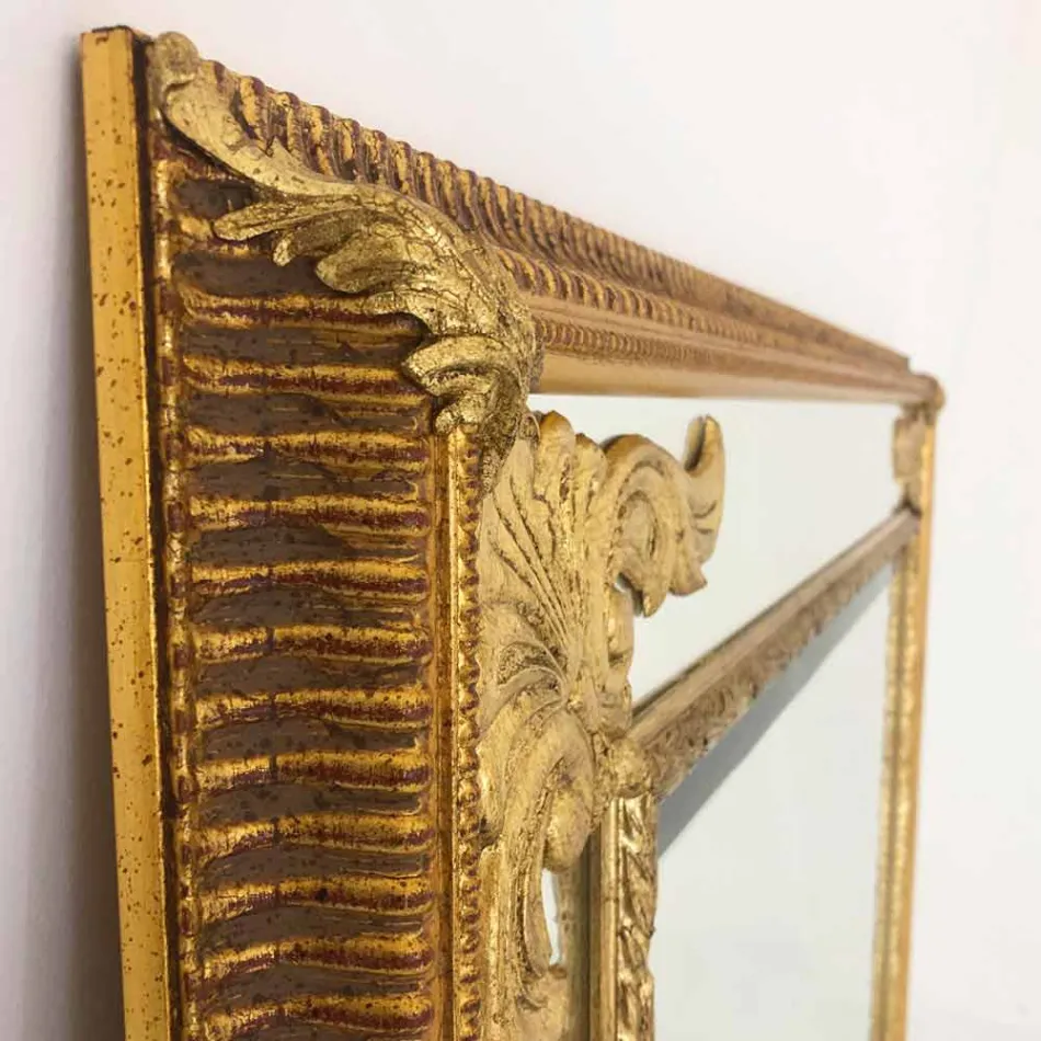 Rechteckiger Wandspiegel aus Holz, hergestellt in Italien, Valentino Viadurini