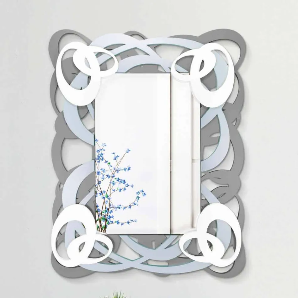 Rechteckiger farbiger hölzerner Wandspiegel des modernen Designs - Amalga Viadurini