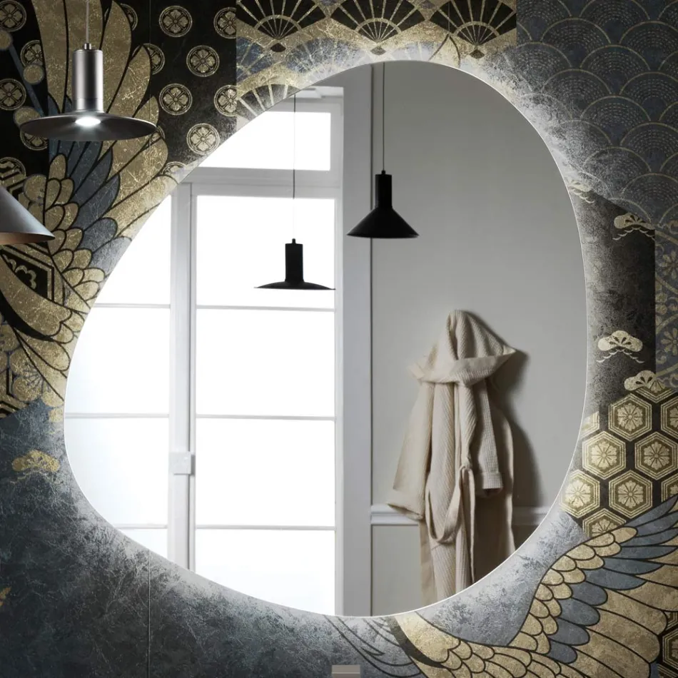 Spiegel mit umschaltbarer LED-Hintergrundbeleuchtung, hergestellt in Italien – Talk Viadurini