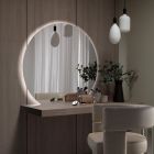 Spiegel mit LED-Hintergrundbeleuchtung nur auf der runden Seite Made in Italy - Make Viadurini
