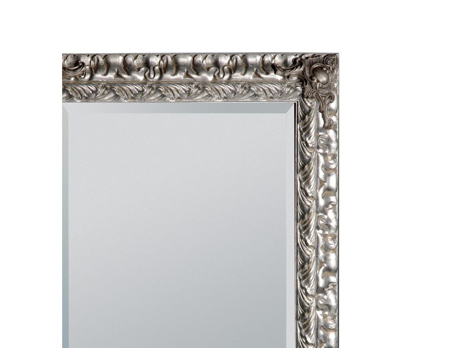 Spiegel mit geschliffenem Spiegel und Rahmen aus Blattsilber, hergestellt in Italien – Roua Viadurini