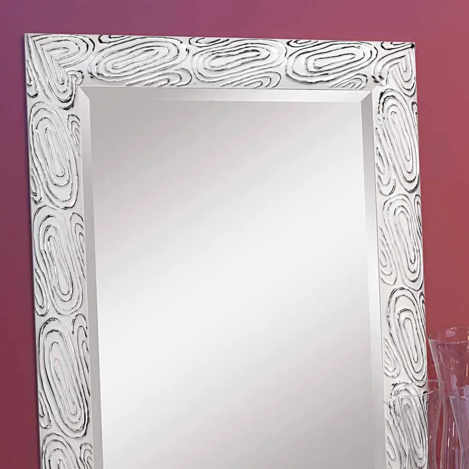 Gold, Weiß und Silber Wandspiegel aus Holz Eugenio made in Italy Viadurini