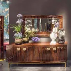 Polierter Wandspiegel aus poliertem Ebenholz und Ada 1 Metall Viadurini