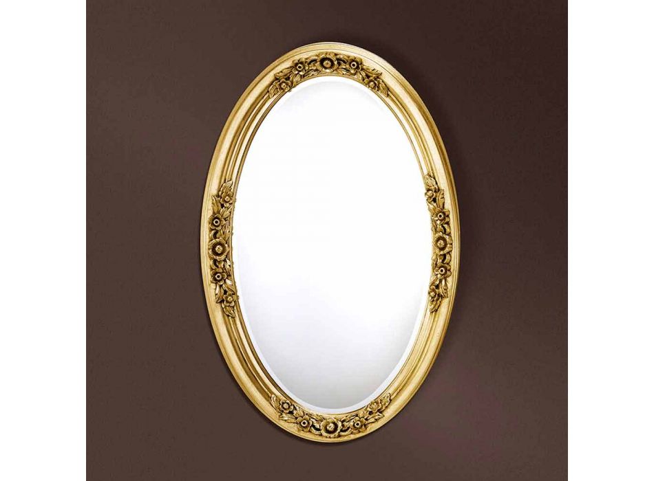 Moderner ovaler Holzspiegel handgefertigt in Italien Federico Viadurini