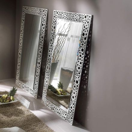 Rechteckiger Spiegel aus Silber und schwarzem Blatt, hergestellt in Italien – Acca Viadurini