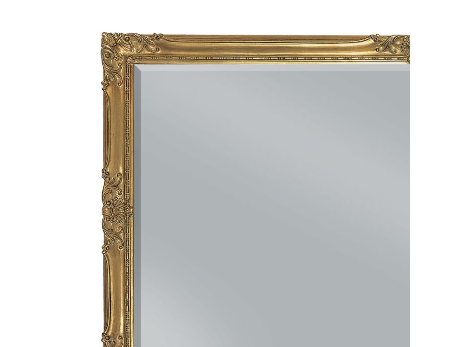 Rechteckiger Spiegel aus Blattgold mit geschliffenem Spiegel, hergestellt in Italien – Pele Viadurini