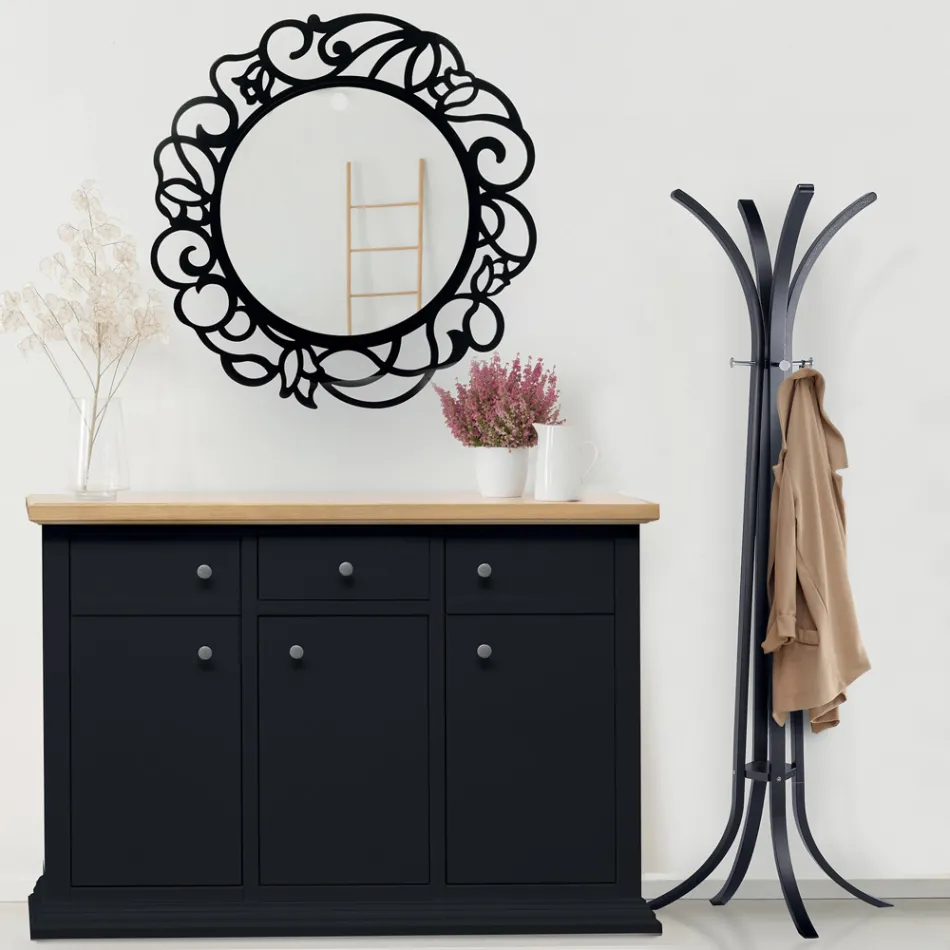 Runder Spiegel mit durchbrochenem Muster, hergestellt in Italien – Ferona Viadurini