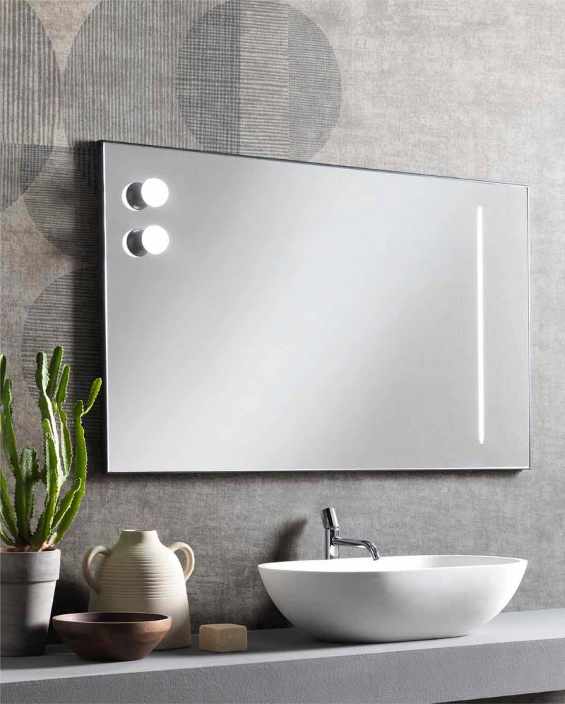 Rechteckiger Designspiegel mit Glühbirnen aus Italien