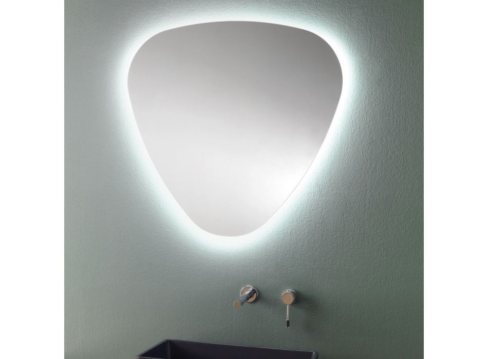 Geformter Wandspiegel für Badezimmer mit hochwertiger LED-Hintergrundbeleuchtung - Trigolo Viadurini