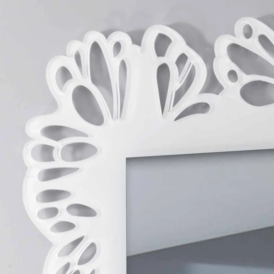 Weißer Plexiglas-Wandspiegel mit verziertem rechteckigem Rahmen - Alidifarf Viadurini