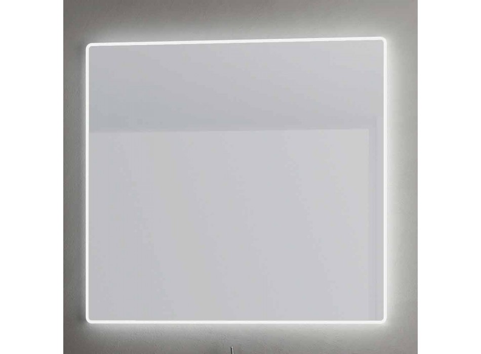 Wandspiegel mit Satinkanten, LED-Beleuchtung, Tessa Viadurini
