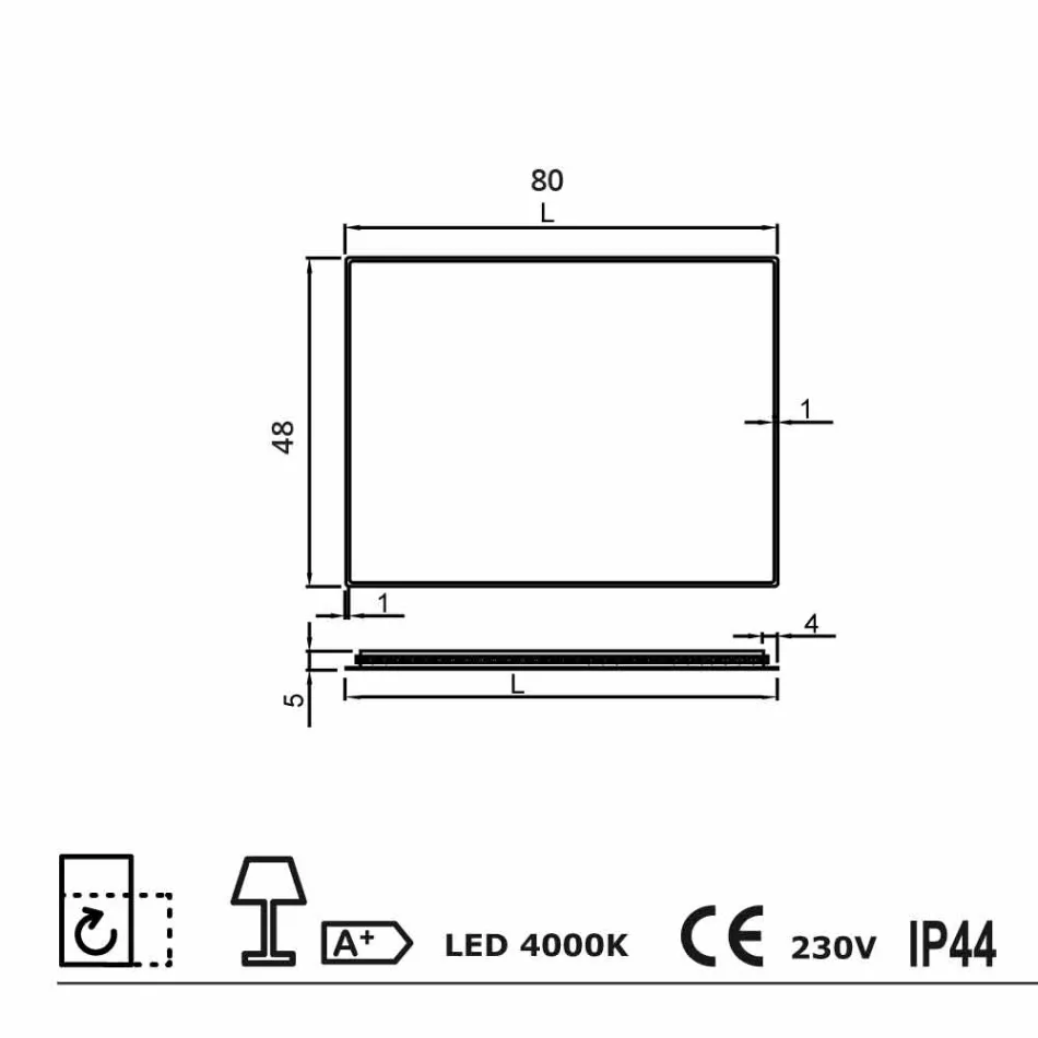 Wandspiegel mit Satinkanten, LED-Beleuchtung, Tessa Viadurini