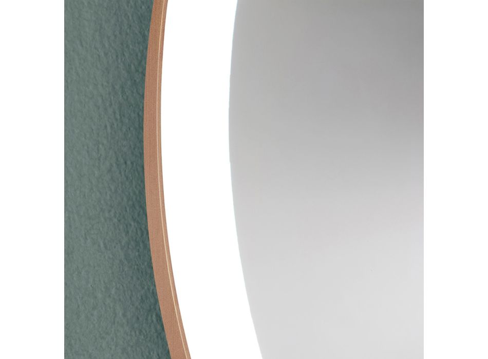 Runder Wand-Badezimmerspiegel mit kupfernem Metallrahmen und LED-Licht - Minolo Viadurini