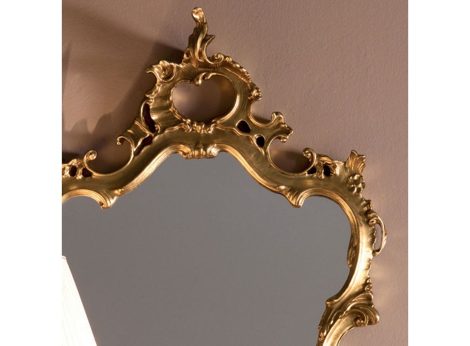 Klassisch geformter Spiegel mit Blattgoldrahmen Made in Italy - Precious Viadurini