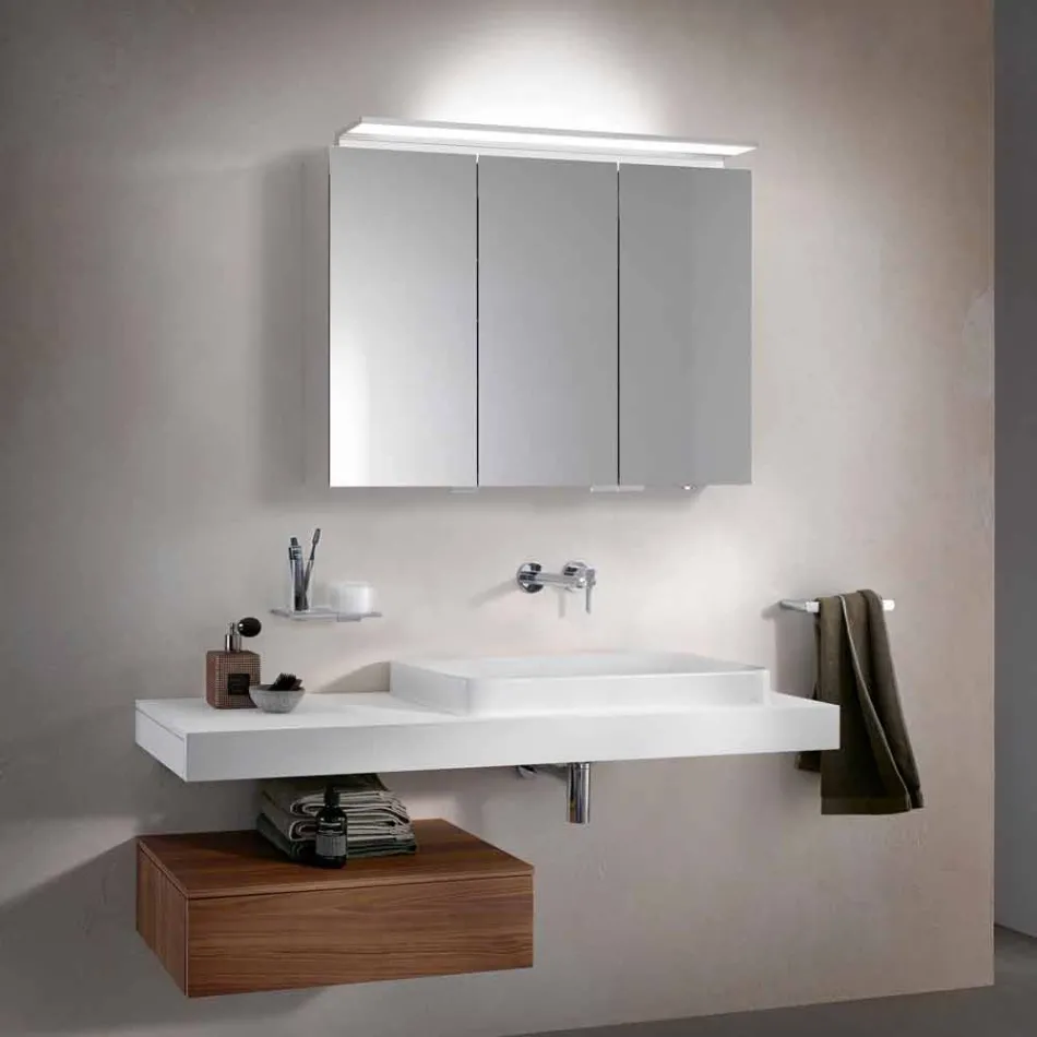 Moderner 3-türiger Wandspiegel mit Innenregalen - Bramo Viadurini