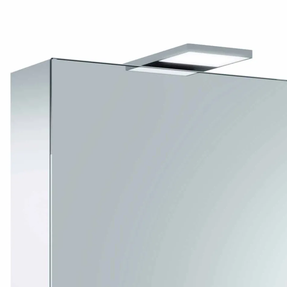 Containerspiegel mit 3 Türen mit 9 Innenregalen und LED-Beleuchtung - Ratsche Viadurini