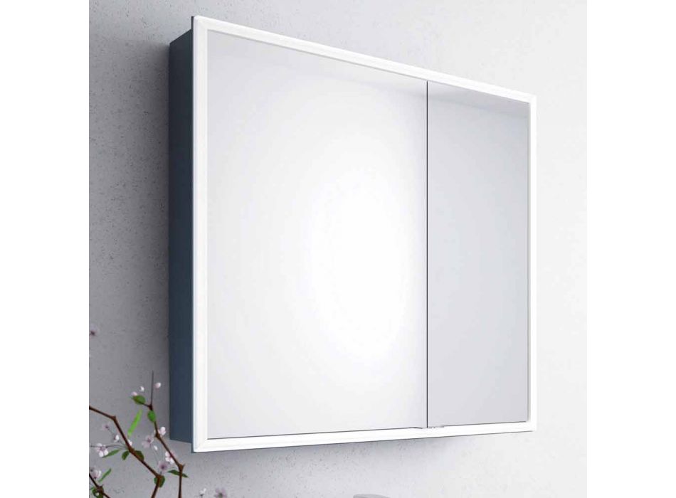 Moderner 2-türiger Wandspiegel, LED-Beleuchtung, Adele Viadurini