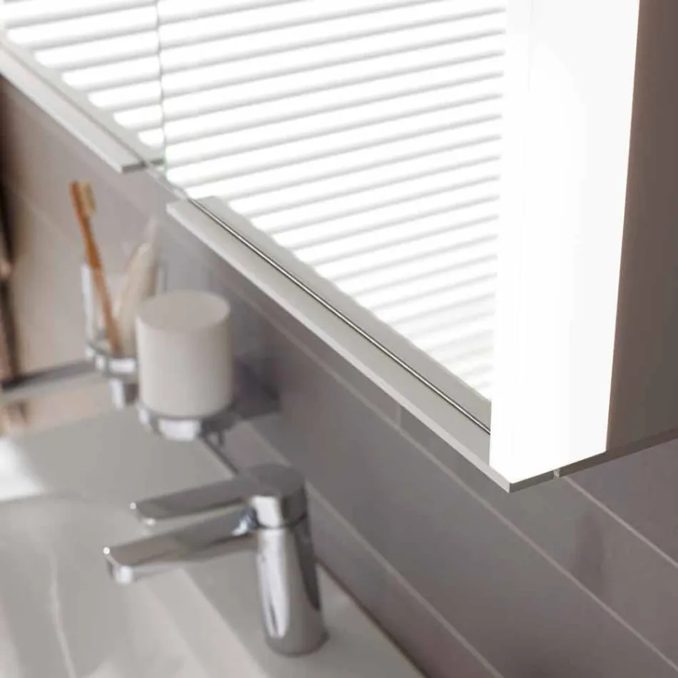 Moderner Einbau-Spiegelschrank aus silber lackiertem Aluminium - Demon Viadurini