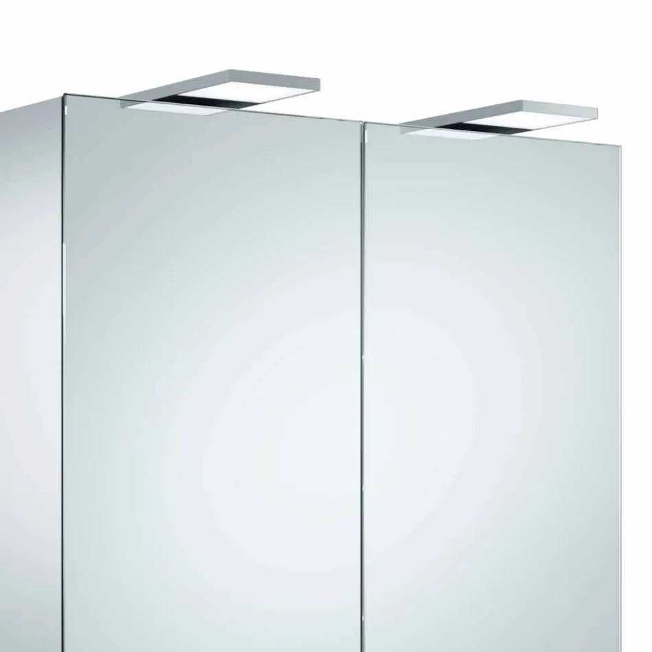 Moderner Wandspiegel mit 2 Türen und LED-Beleuchtung - Ratsche Viadurini