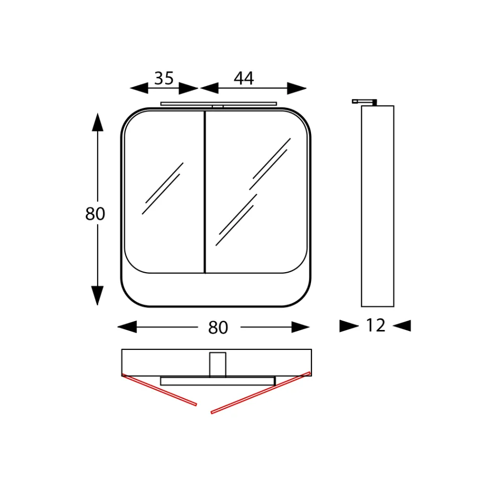 Spiegelbehälter aus Metall mit Doppelspiegeltüren und Lichtern, hergestellt in Italien – Galileo Viadurini