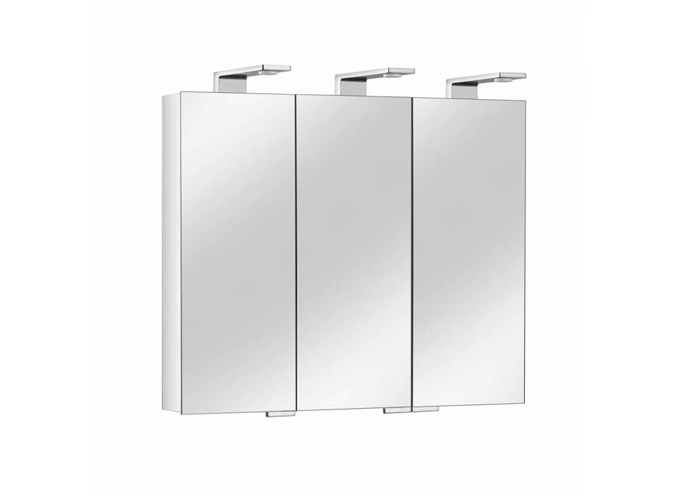 Moderner Containerspiegel mit 3 Kristalltüren und 3 LED-Leuchten - Maxi Viadurini
