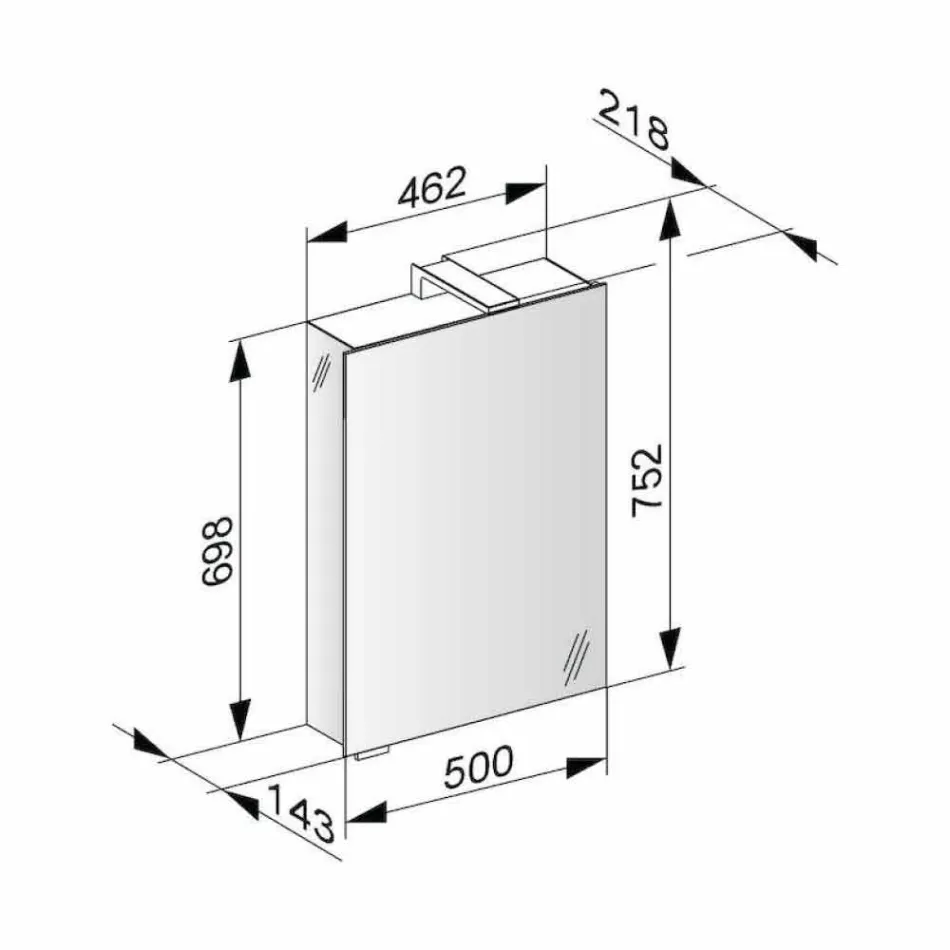 Moderner Aufbewahrungsspiegel mit Kristalltür und Chromdetails - Maxi Viadurini